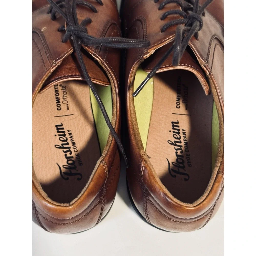 Florsheim Comfortech Brown Leather Oxford Lace Up Cap Toe Dress Shoes Men's 8.5